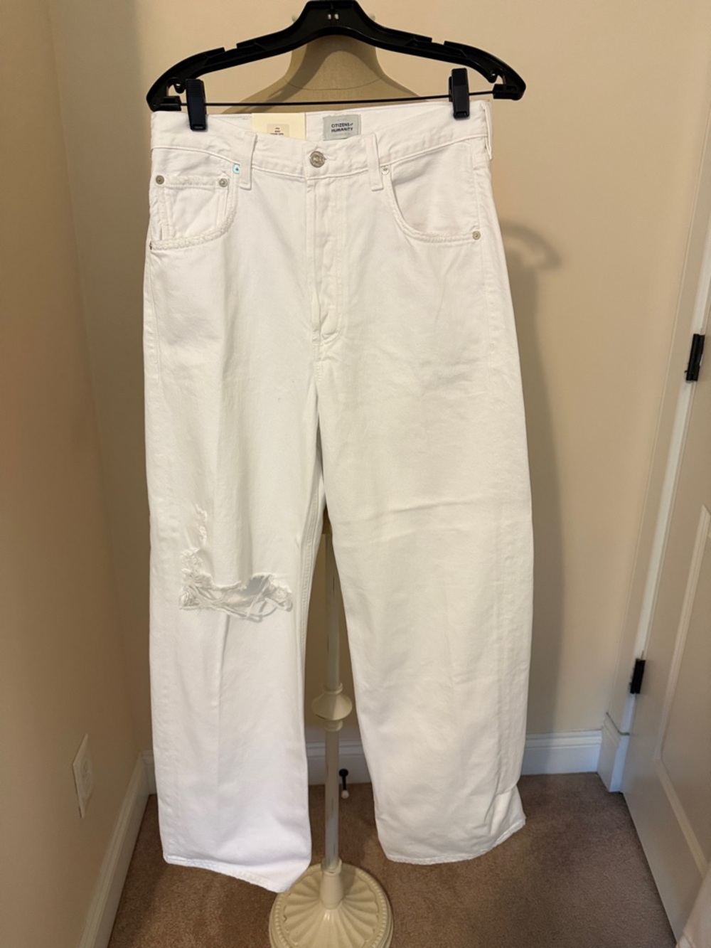 Citizens Of Humanity White Relaxed Straight-Leg Baggy Jeans